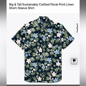 Nautica Floral-Print Linen Shirt - Navy